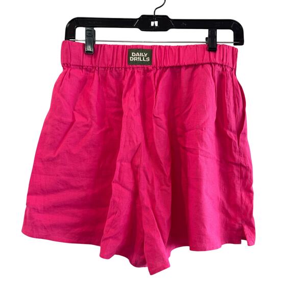 Daily Drills Linen Shorts Hot Pink - Picture 3 of 5